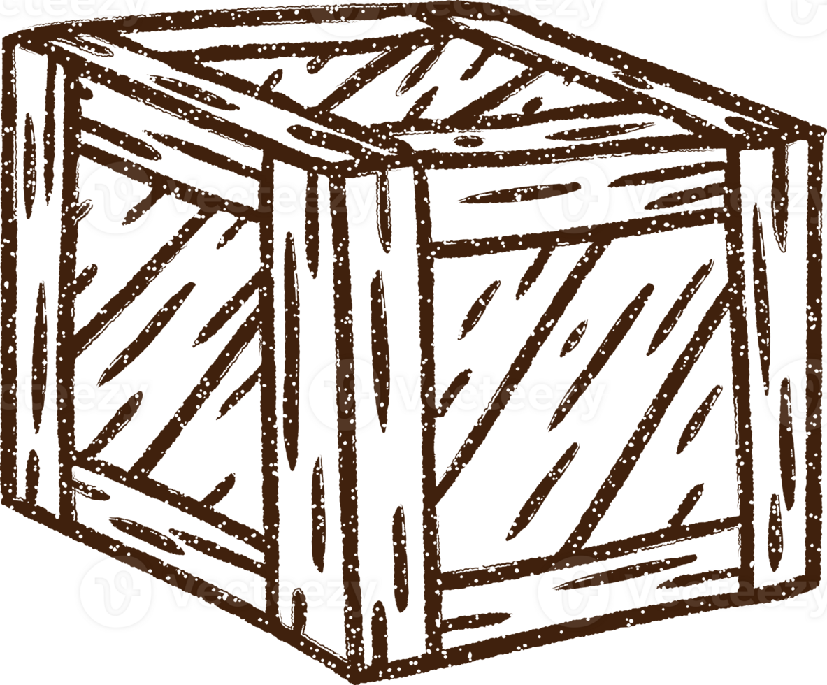 Wood Crate Charcoal Drawing png