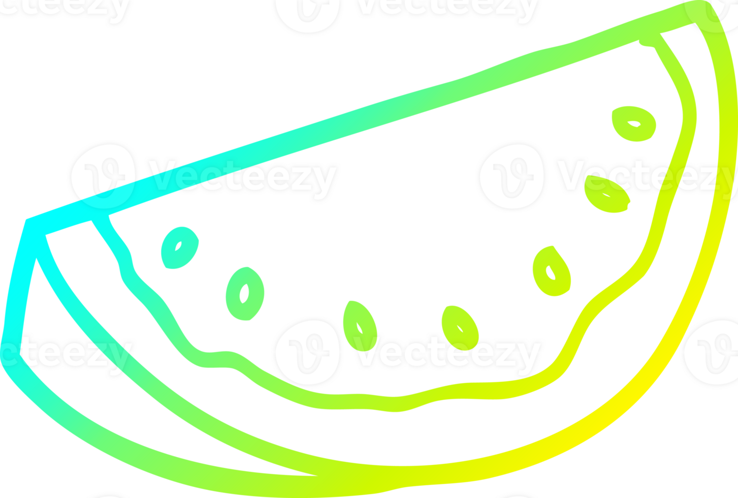 cold gradient line drawing of a cartoon watermelon png