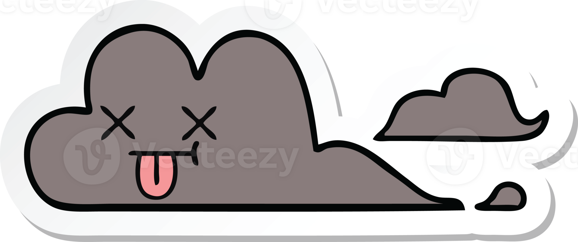 sticker of a cute cartoon storm cloud png