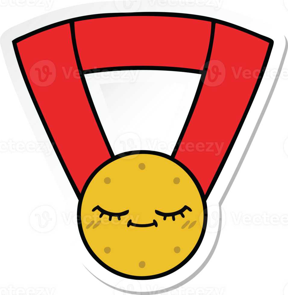 sticker of a cute cartoon gold medal png