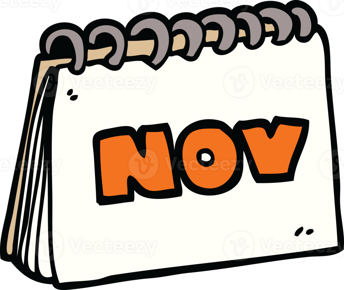 cartoon doodle calendar showing month of november png
