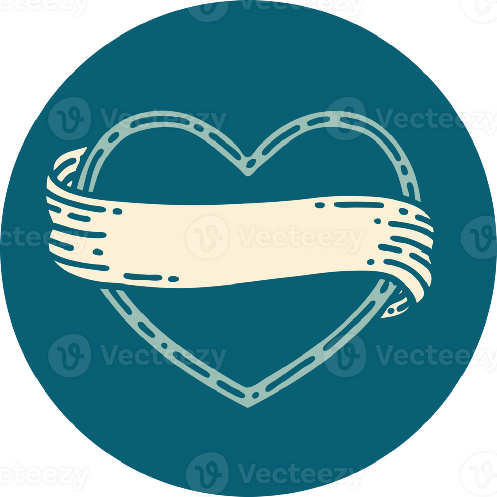iconic tattoo style image of a heart and banner png