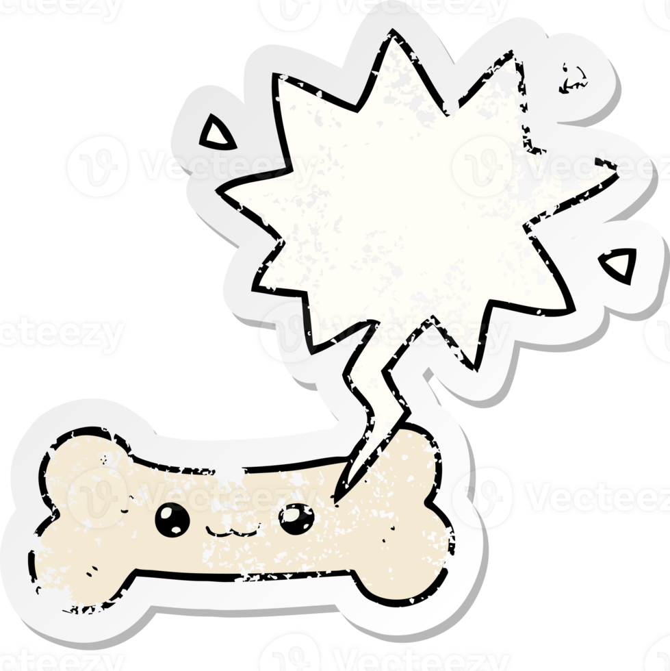 cartoon bone with speech bubble distressed distressed old sticker png