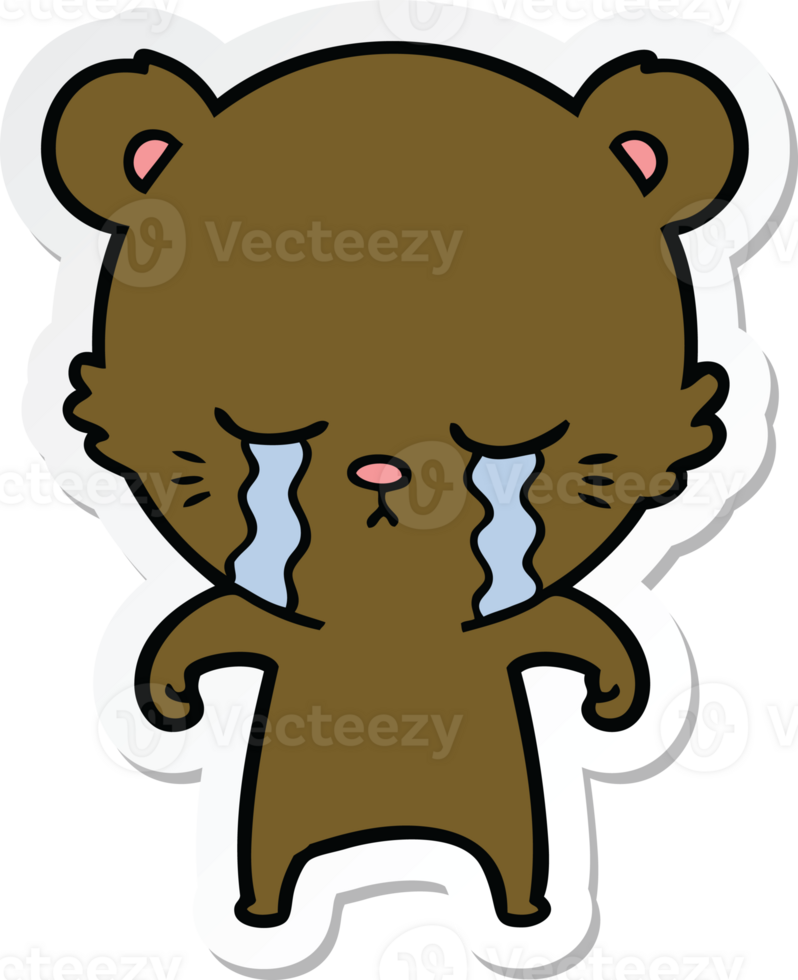 sticker of a crying cartoon bear png