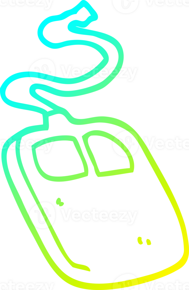 cold gradient line drawing of a cartoon old computer mouse png