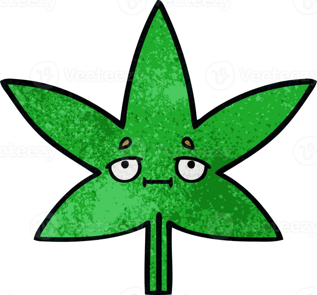 retro grunge texture cartoon of a marijuana leaf png