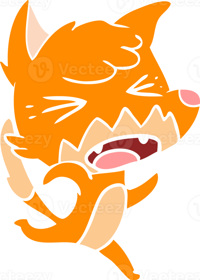 angry flat color style cartoon fox running png