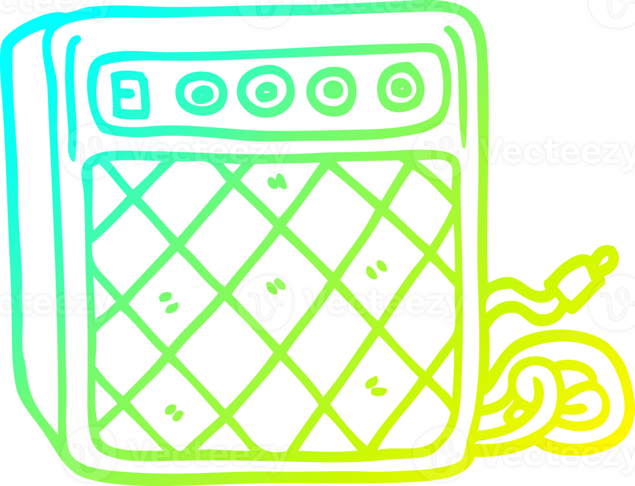 kall lutning linje teckning av en tecknad serie retro högtalare systemet png