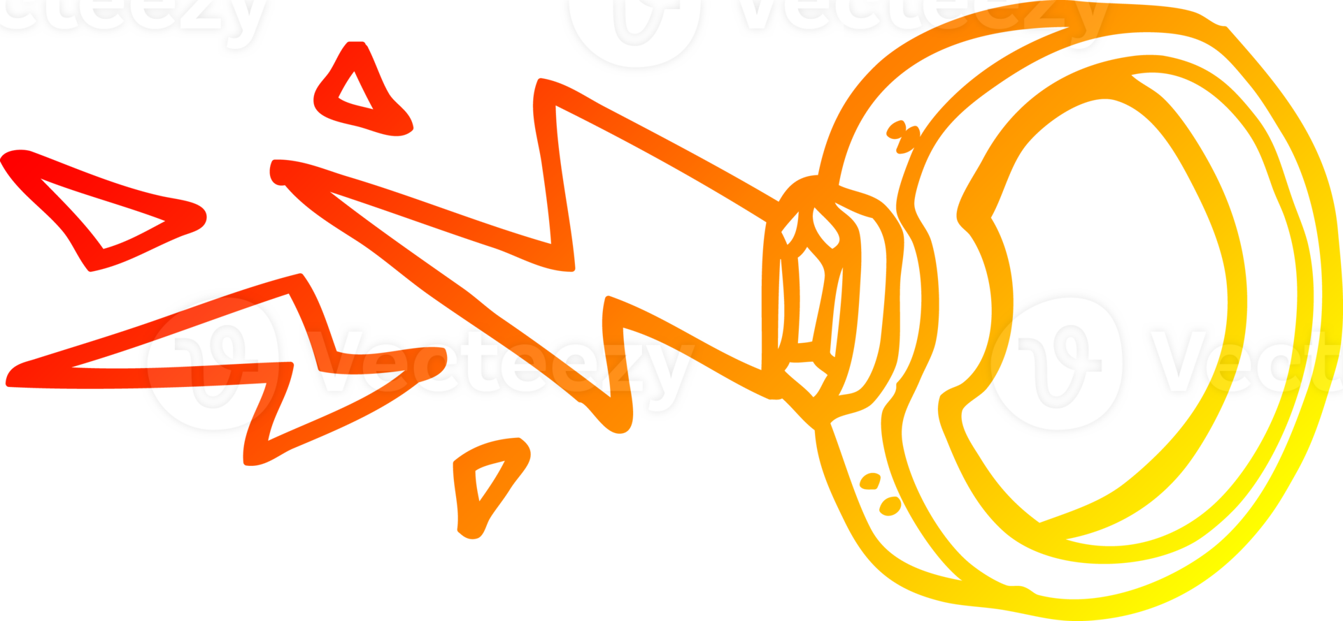warm gradient line drawing of a cartoon zapping ring png