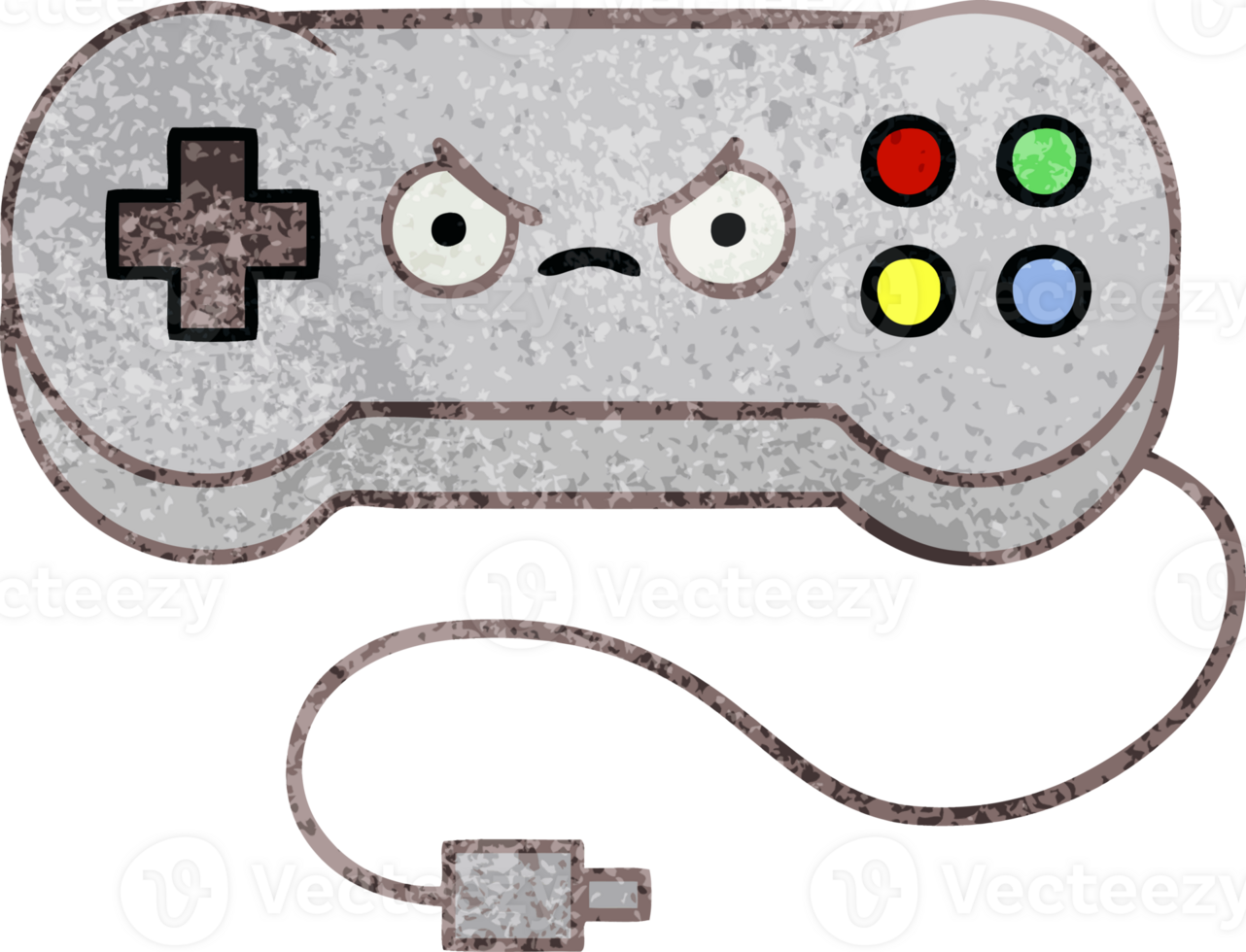 retro grunge texture cartoon of a game controller png