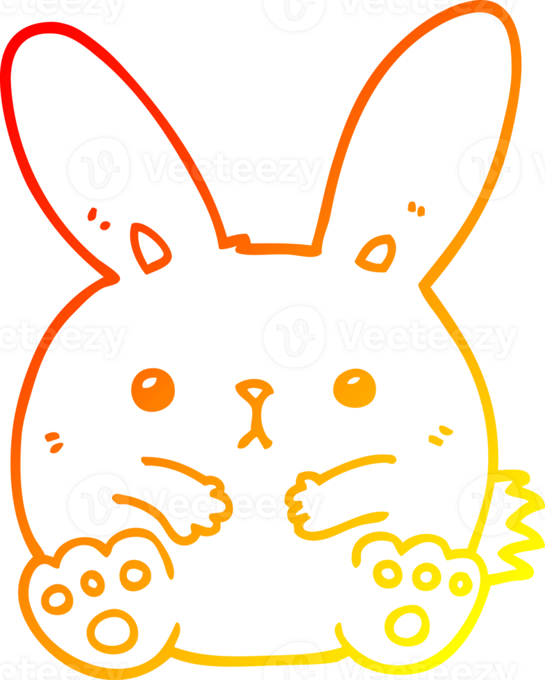 warm gradient line drawing of a cartoon rabbit png