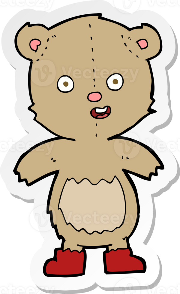 sticker of a cartoon happy teddy bear in boots png
