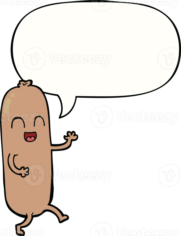 cartoon dancing sausage with speech bubble png