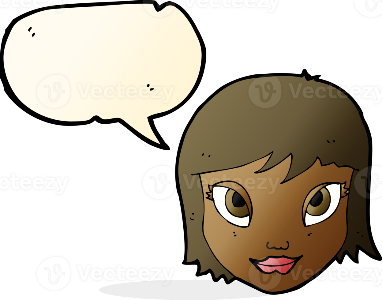 cartoon female face with speech bubble png