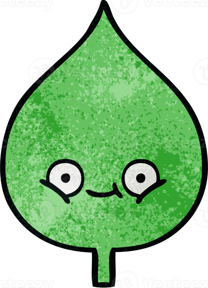 retro grunge texture cartoon expressional leaf png