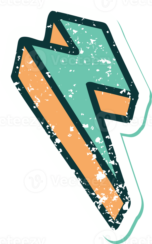 distressed sticker tattoo style icon of lightning  bolt png