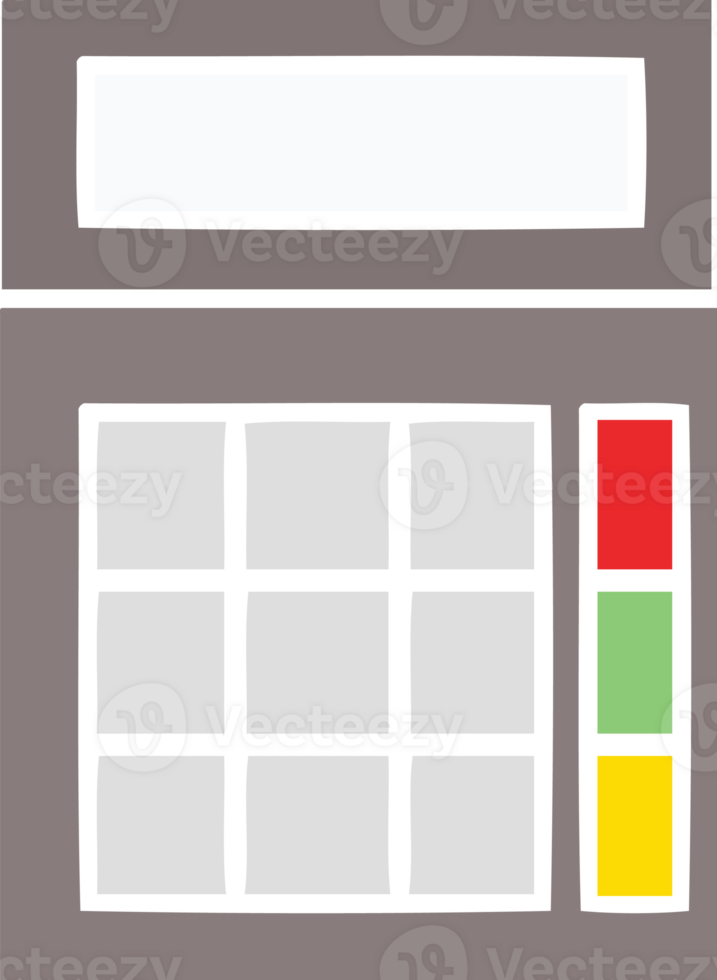 flat color retro cartoon school calculator png