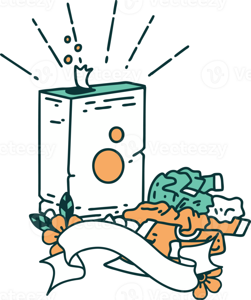 banner with tattoo style detergent and pile of clothes png