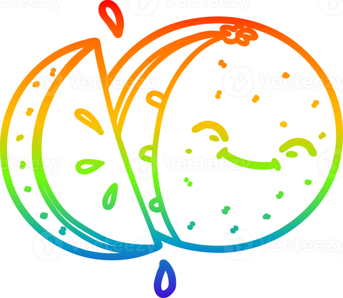 rainbow gradient line drawing cartoon sliced orange png