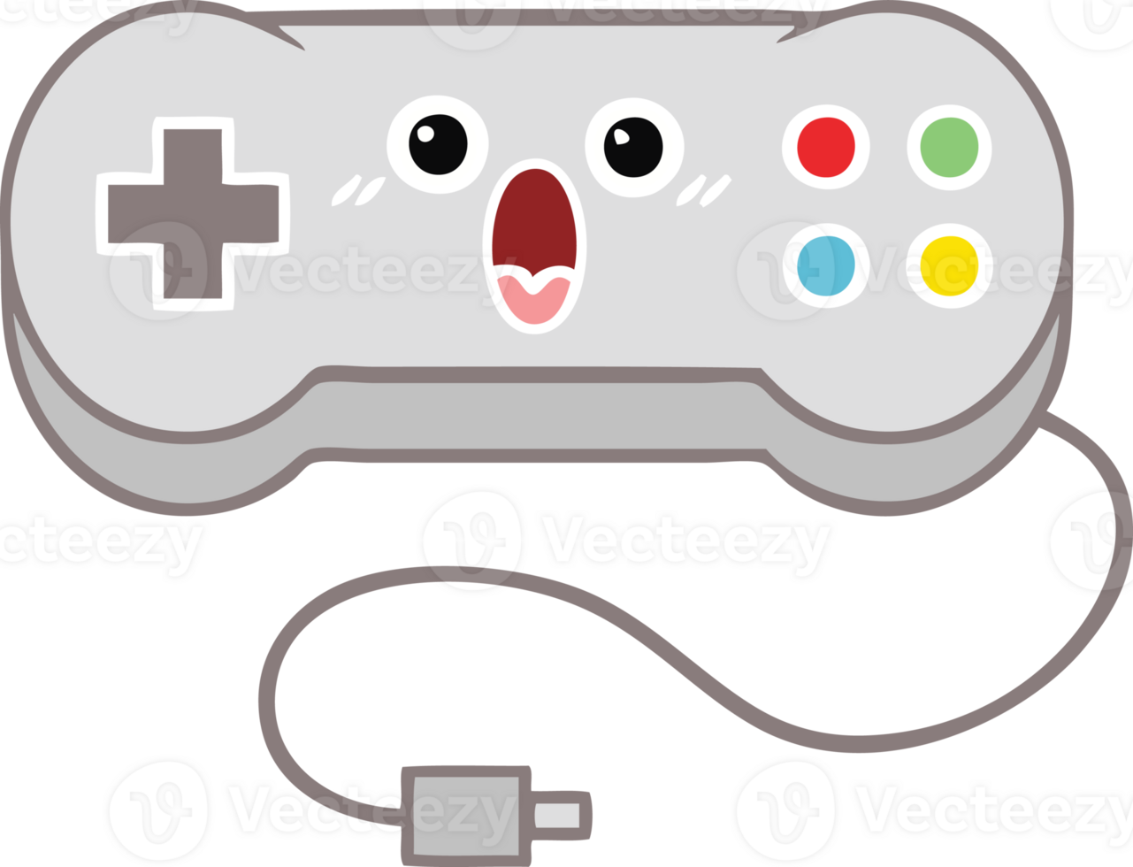 flat color retro cartoon game controller png