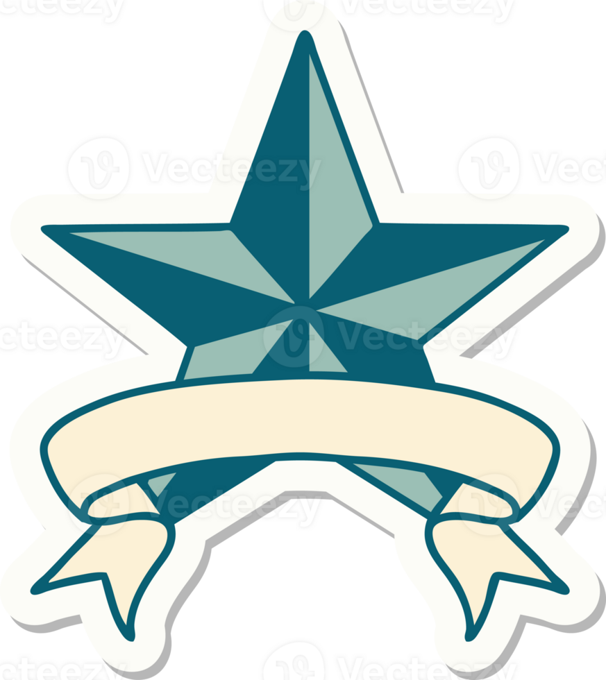 tattoo sticker with banner of a star png