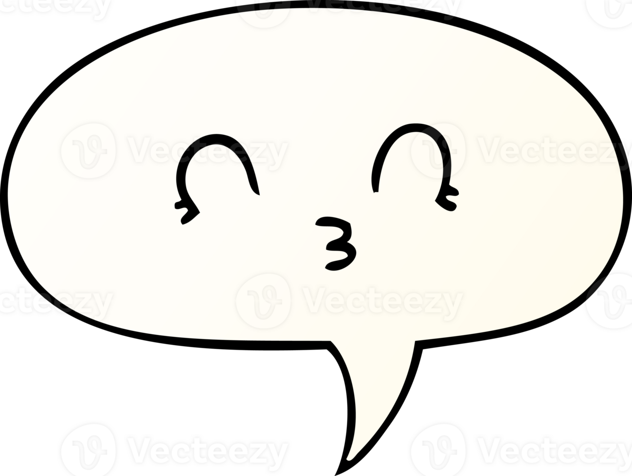 happy cartoon face and speech bubble in smooth gradient style png
