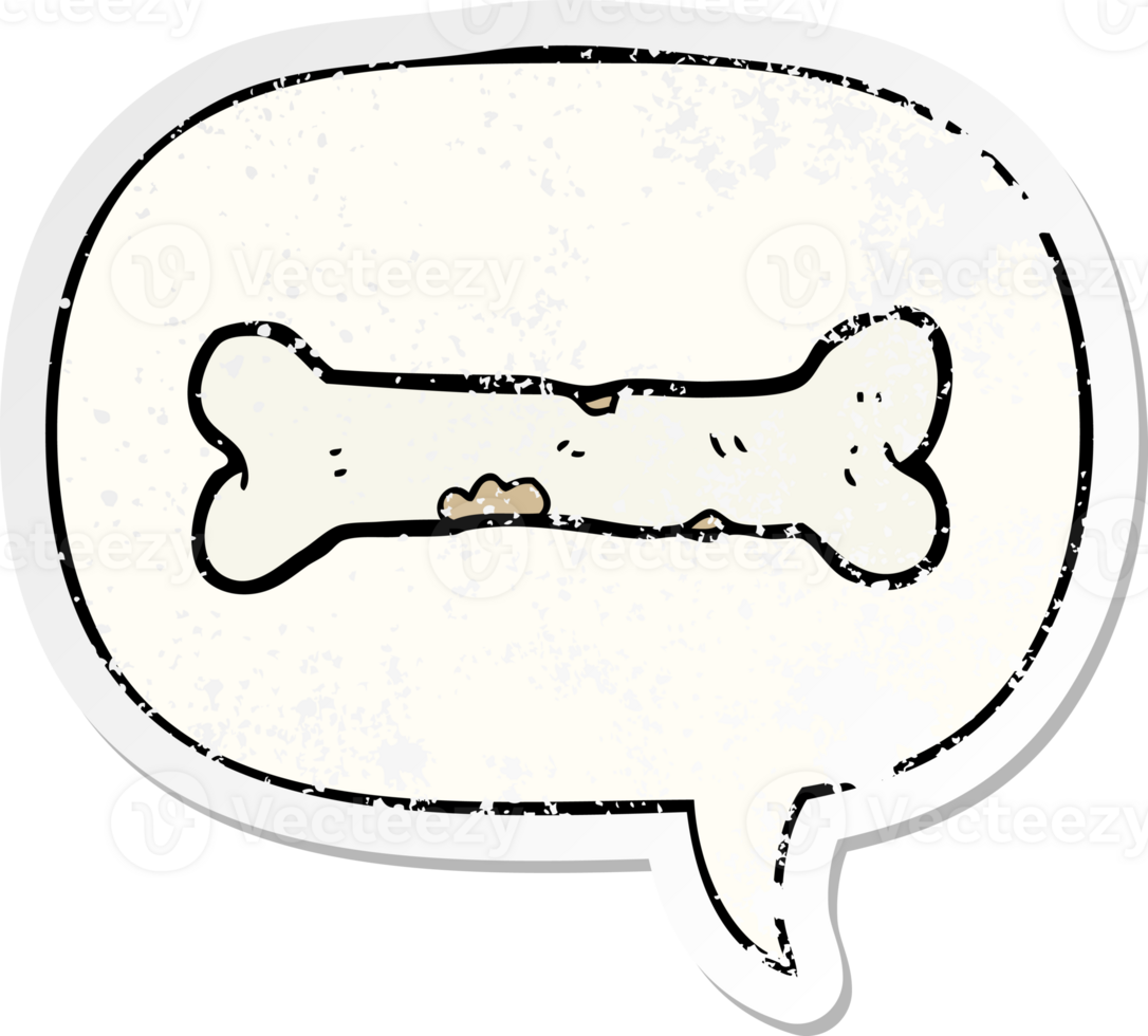 cartoon bone and speech bubble distressed sticker png