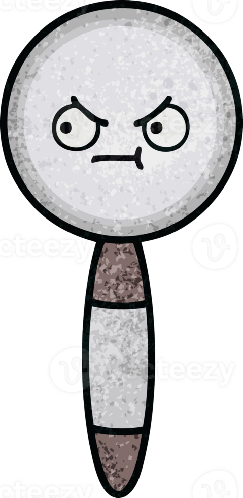 retro grunge texture cartoon magnifying glass png