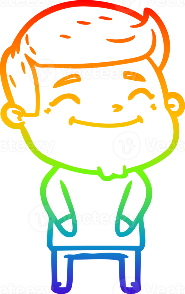 rainbow gradient line drawing happy cartoon man png