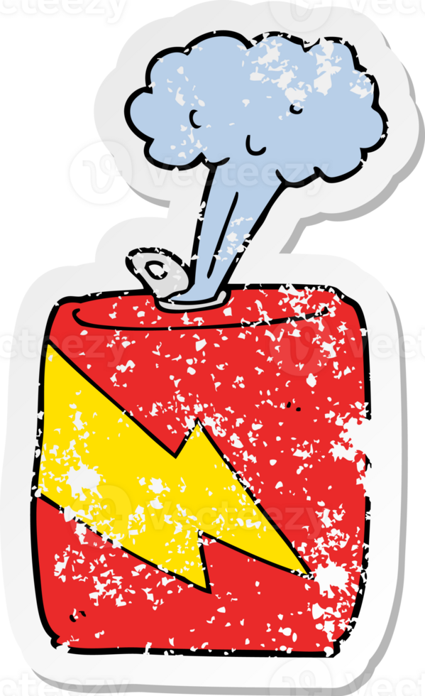 distressed sticker of a cartoon soda can png