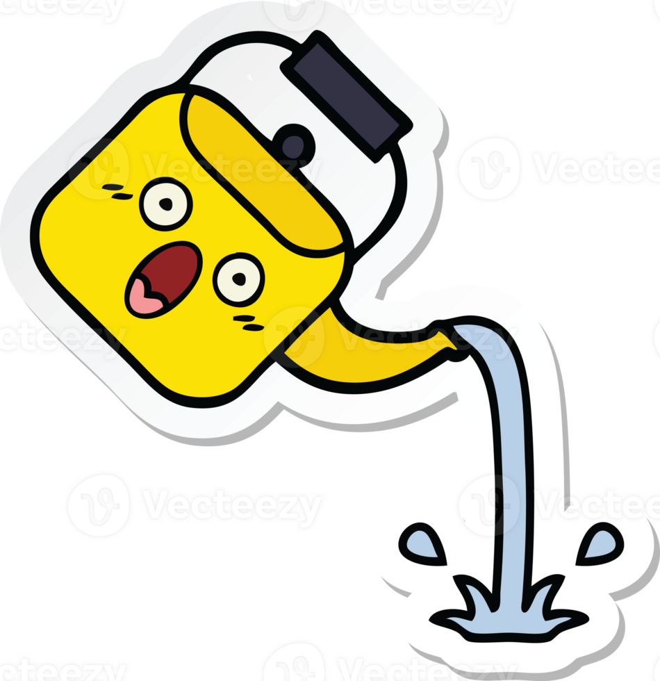 sticker of a cute cartoon pouring kettle png