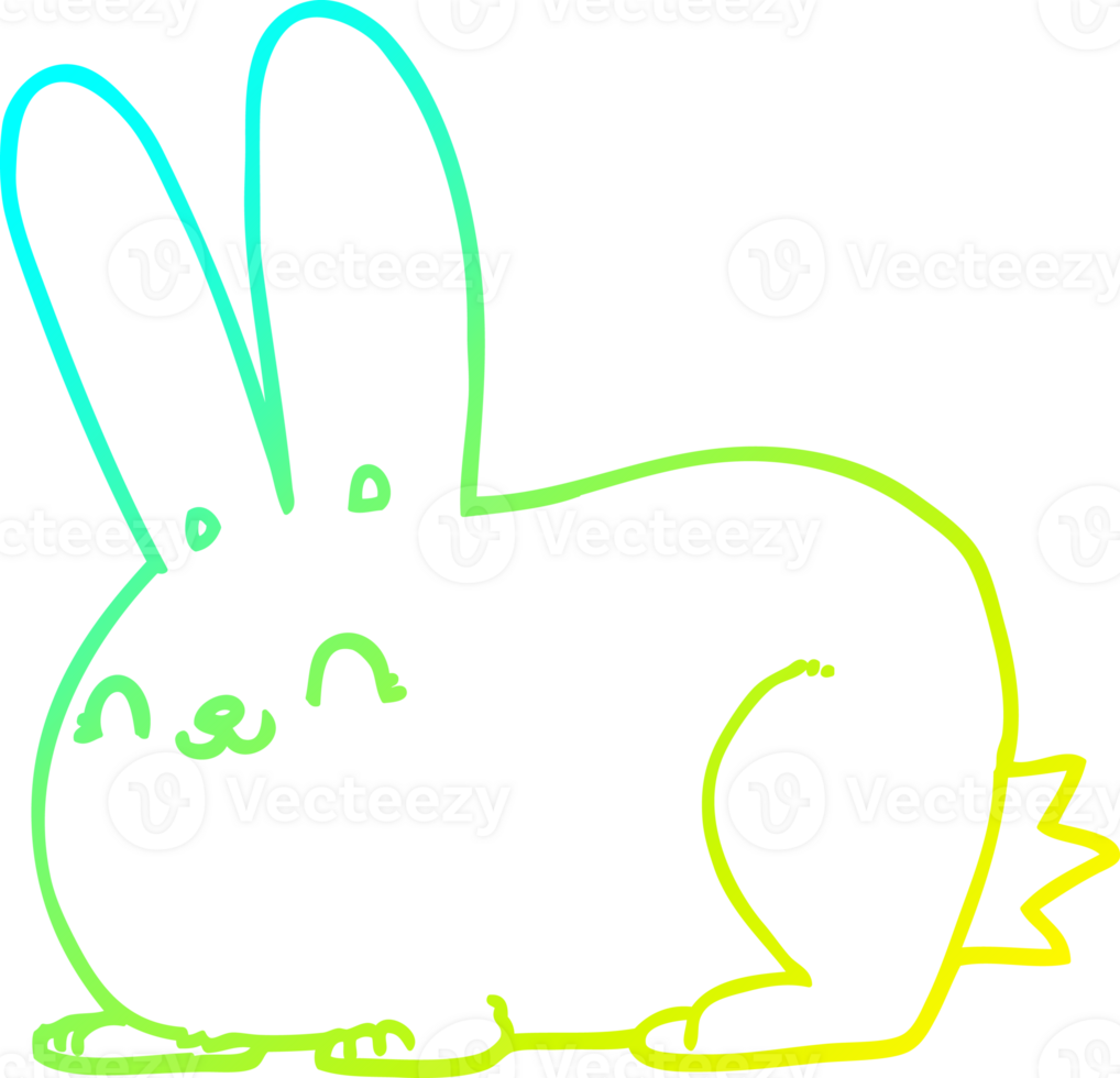 cold gradient line drawing cartoon rabbit png