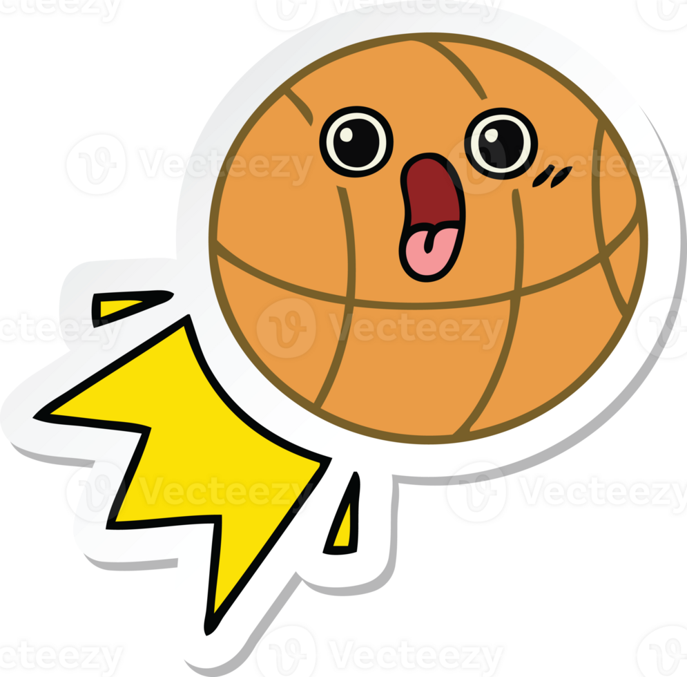 sticker of a cute cartoon basketball png