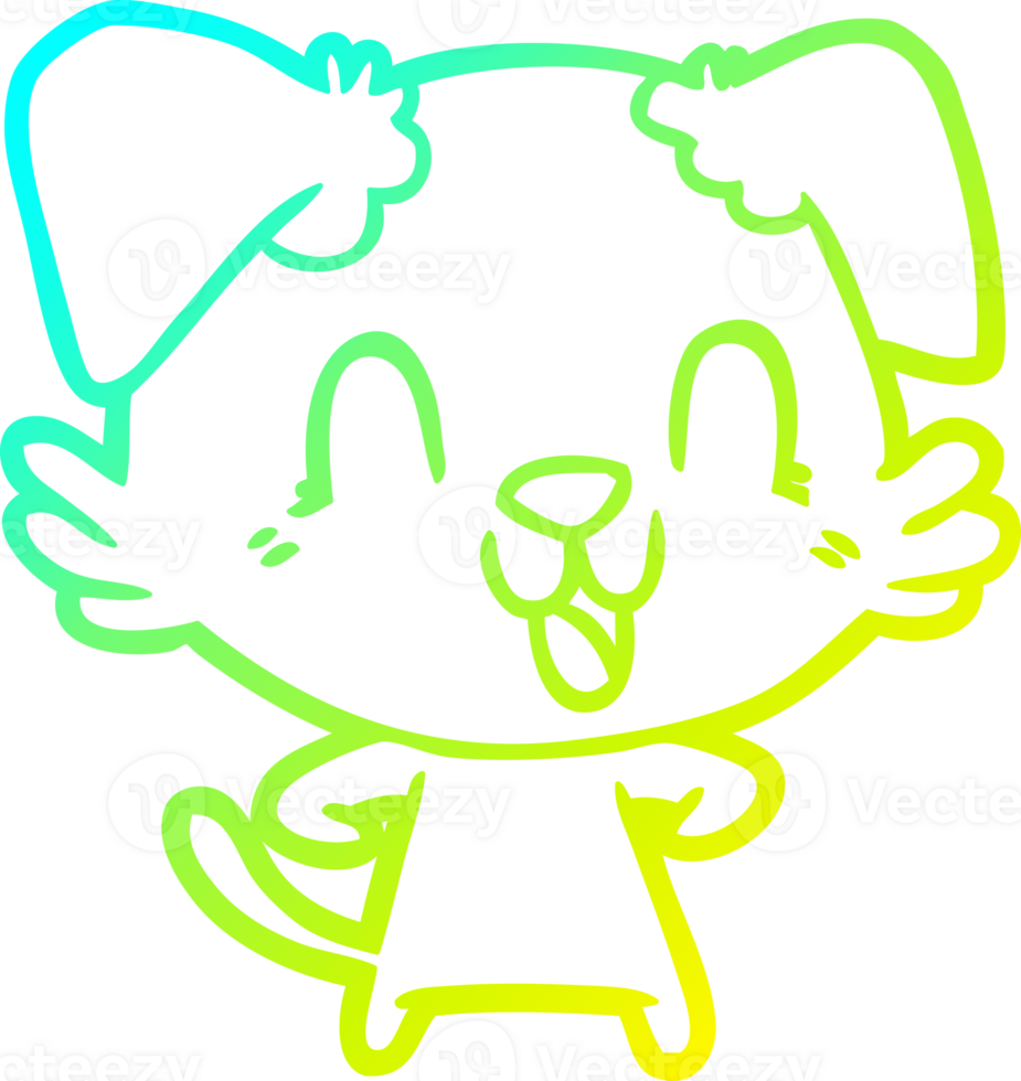 cold gradient line drawing laughing cartoon dog png