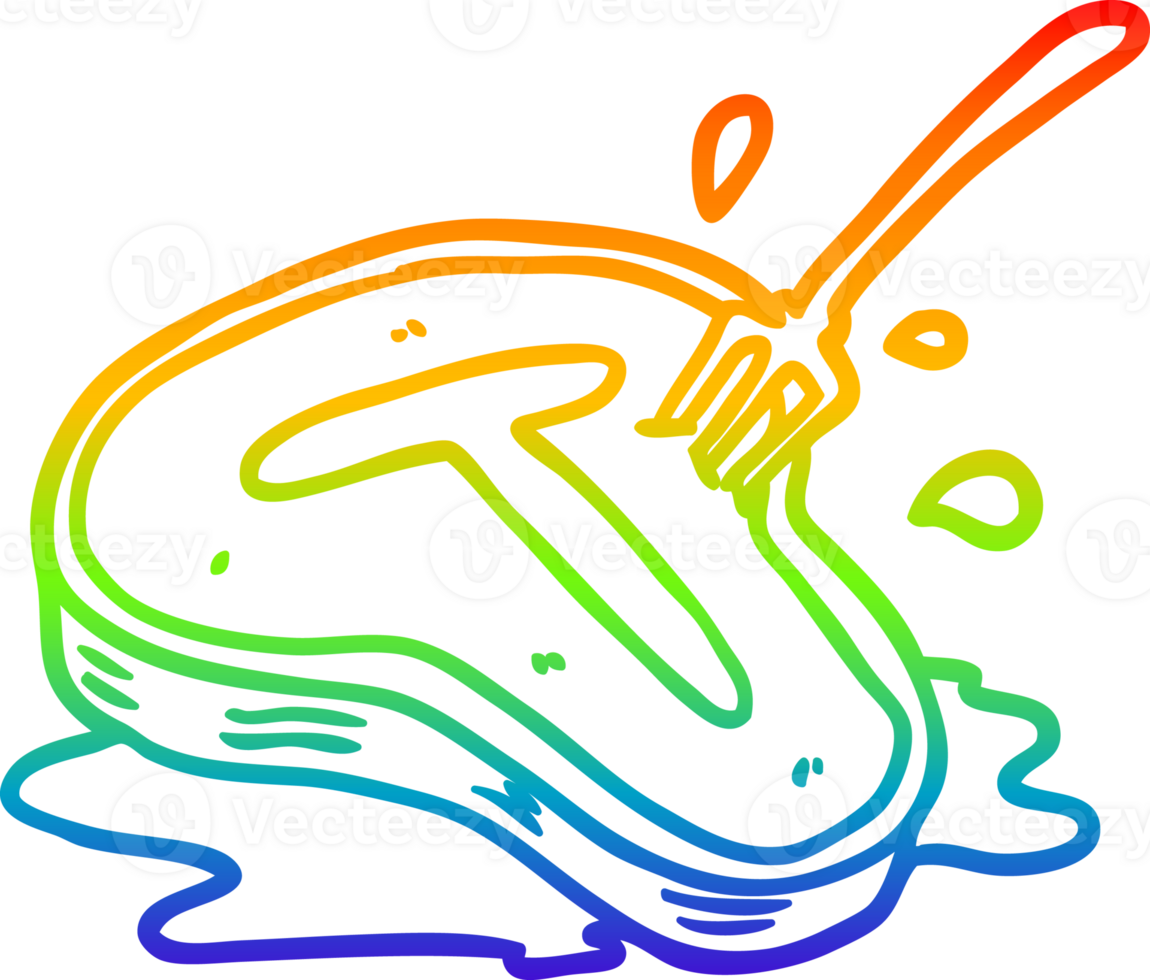 rainbow gradient line drawing cooked steak and fork png