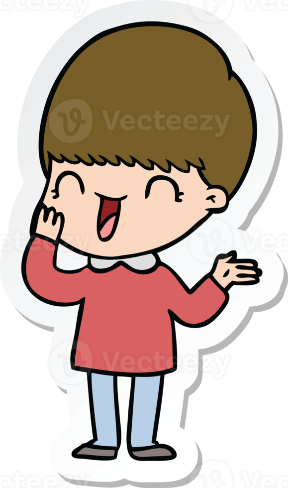 sticker of a happy cartoon boy png