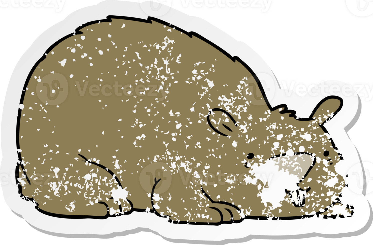 distressed sticker of a cartoon wombat png