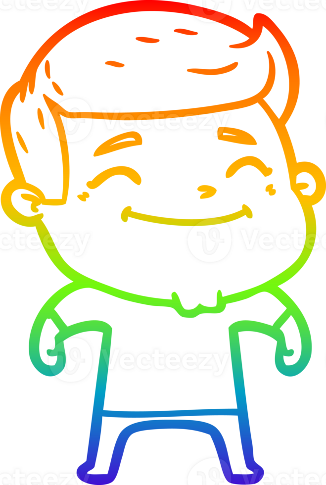 rainbow gradient line drawing happy cartoon man png