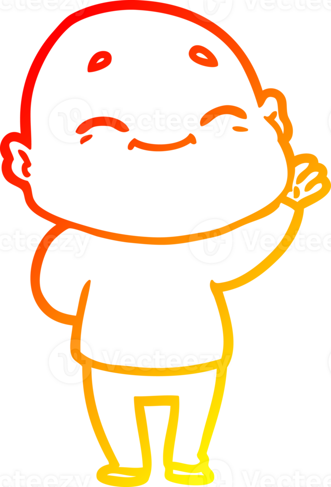 warm gradient line drawing cartoon happy bald man png