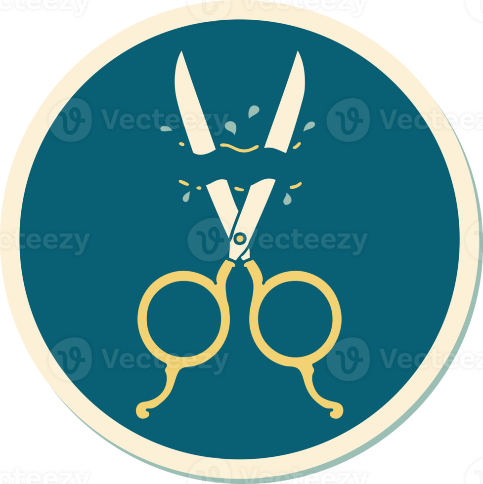 tattoo style sticker of barber scissors png