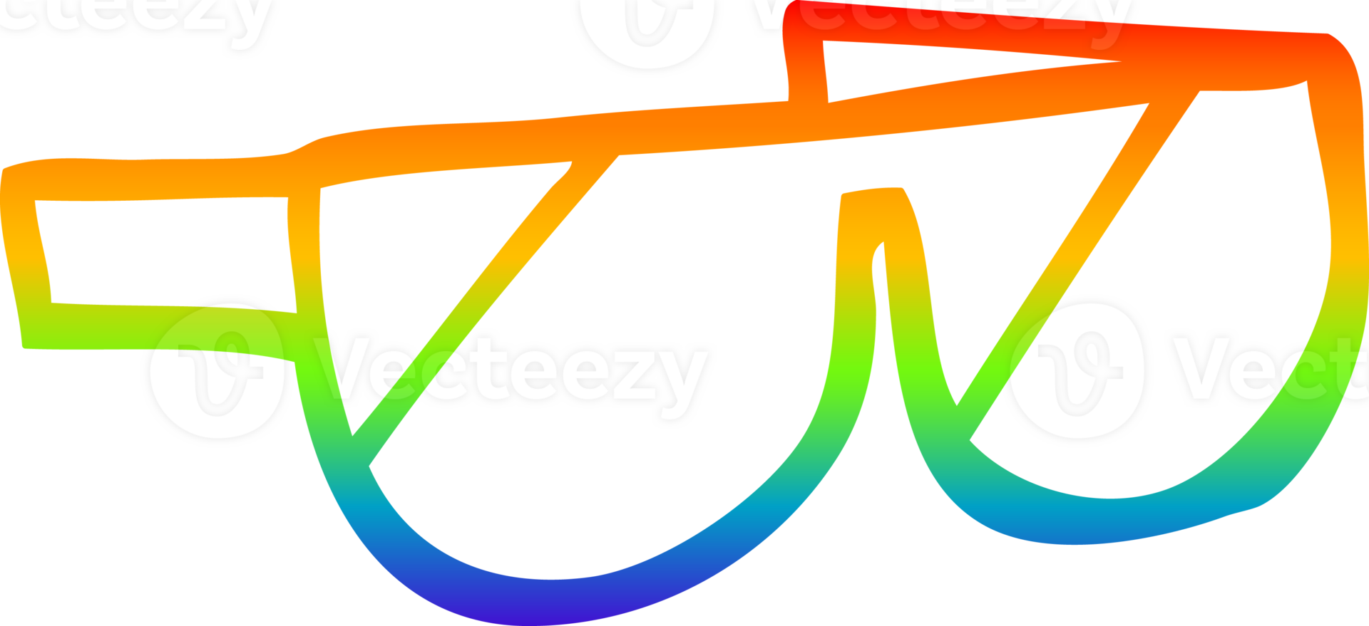 rainbow gradient line drawing cartoon sunglasses png