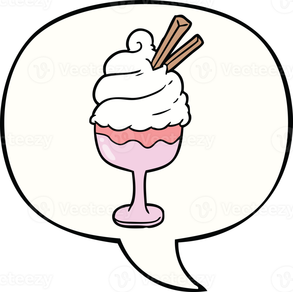 tecknad glass dessert och pratbubbla png
