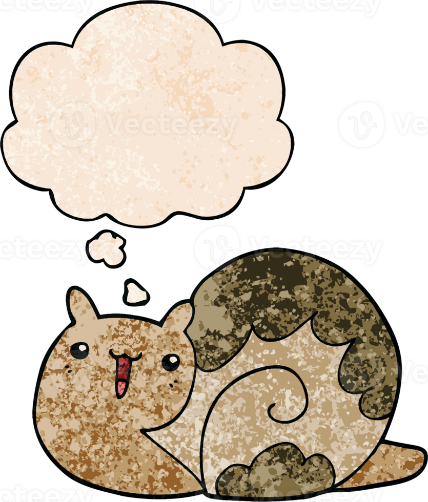 cute cartoon snail and thought bubble in grunge texture pattern style png