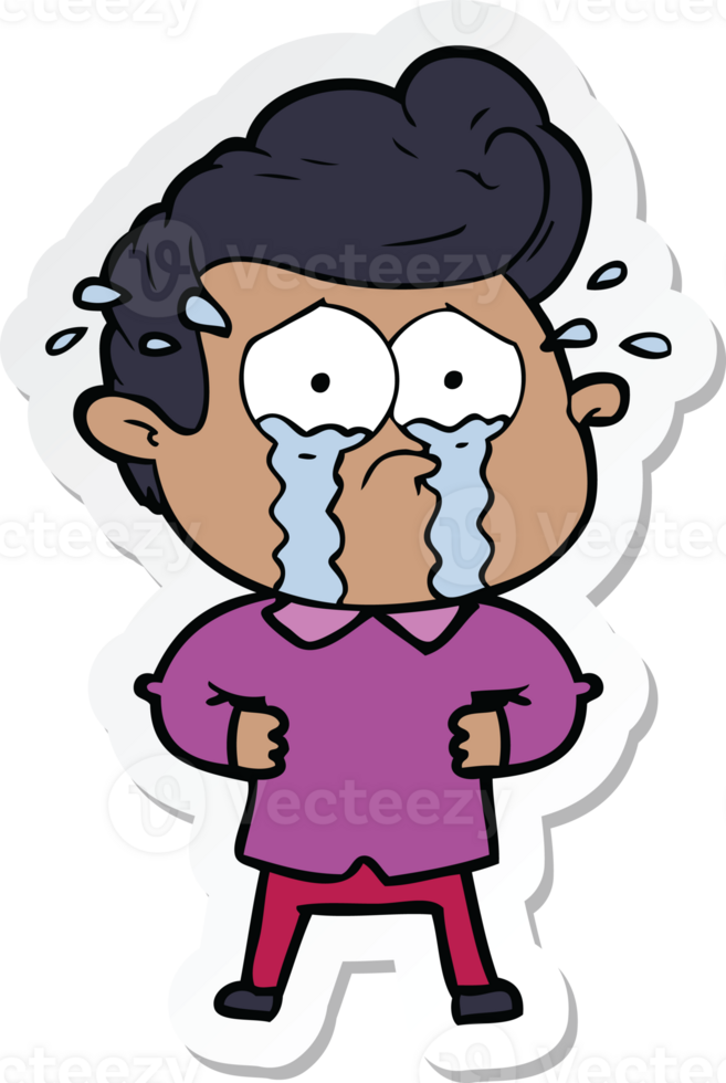 sticker of a cartoon crying man with hands on hips png
