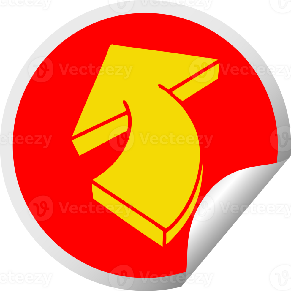 quirky circular peeling sticker cartoon arrow png