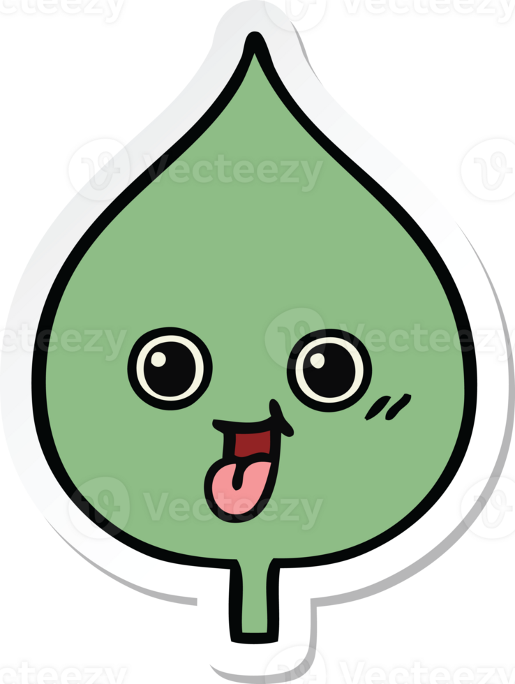 sticker of a cute cartoon expressional leaf png