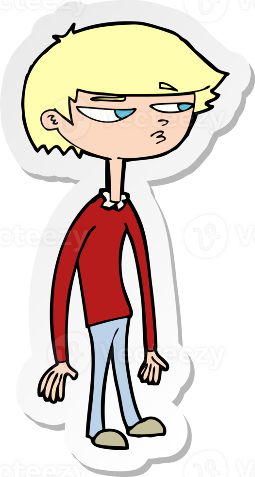 sticker of a cartoon suspicious boy png
