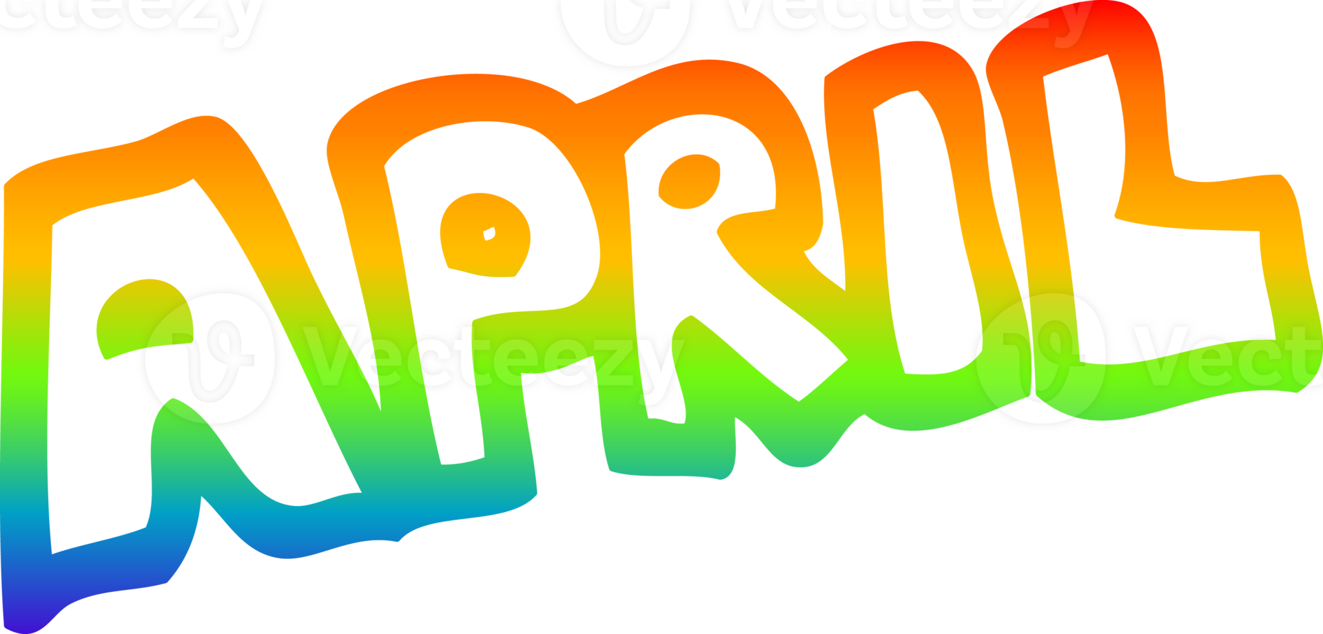 rainbow gradient line drawing cartoon month of april png
