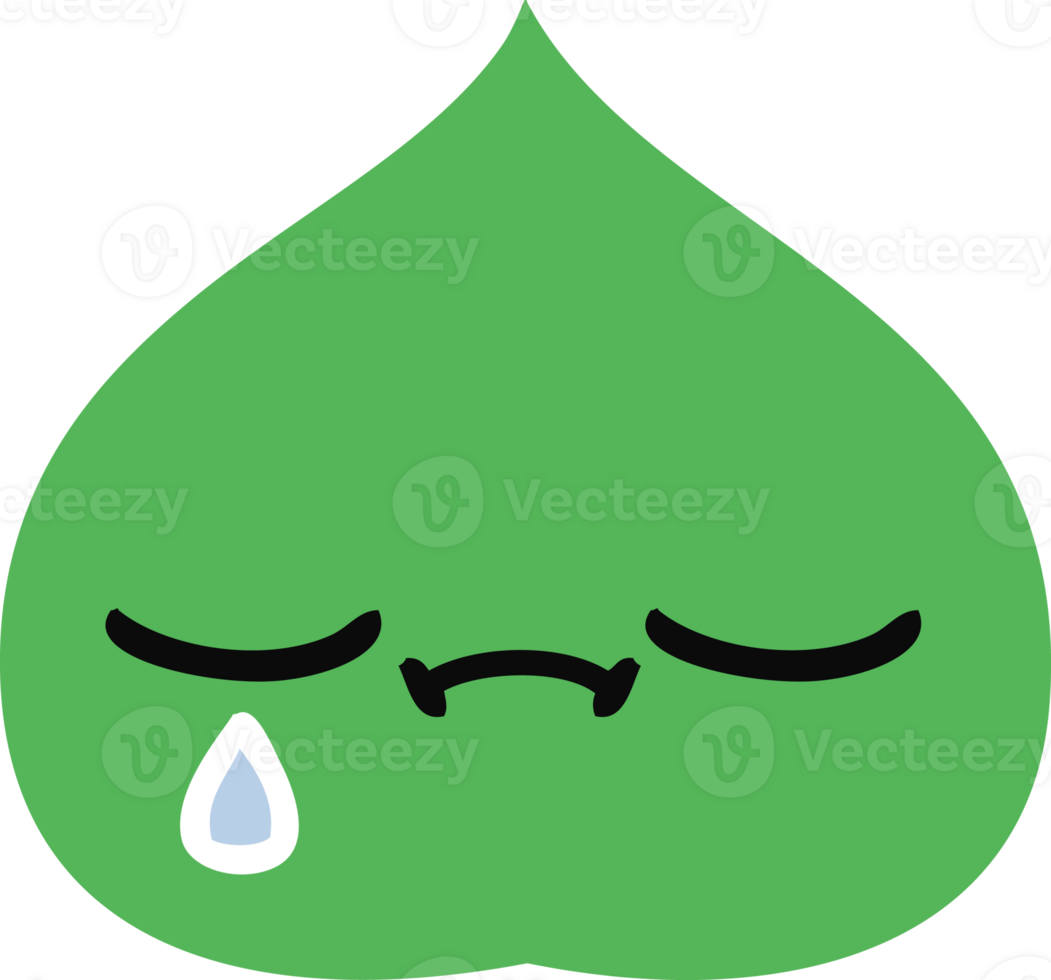 flat color retro cartoon expressional leaf png