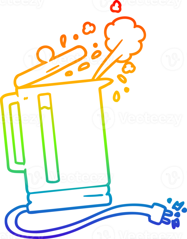 rainbow gradient line drawing cartoon electric kettle boiling png